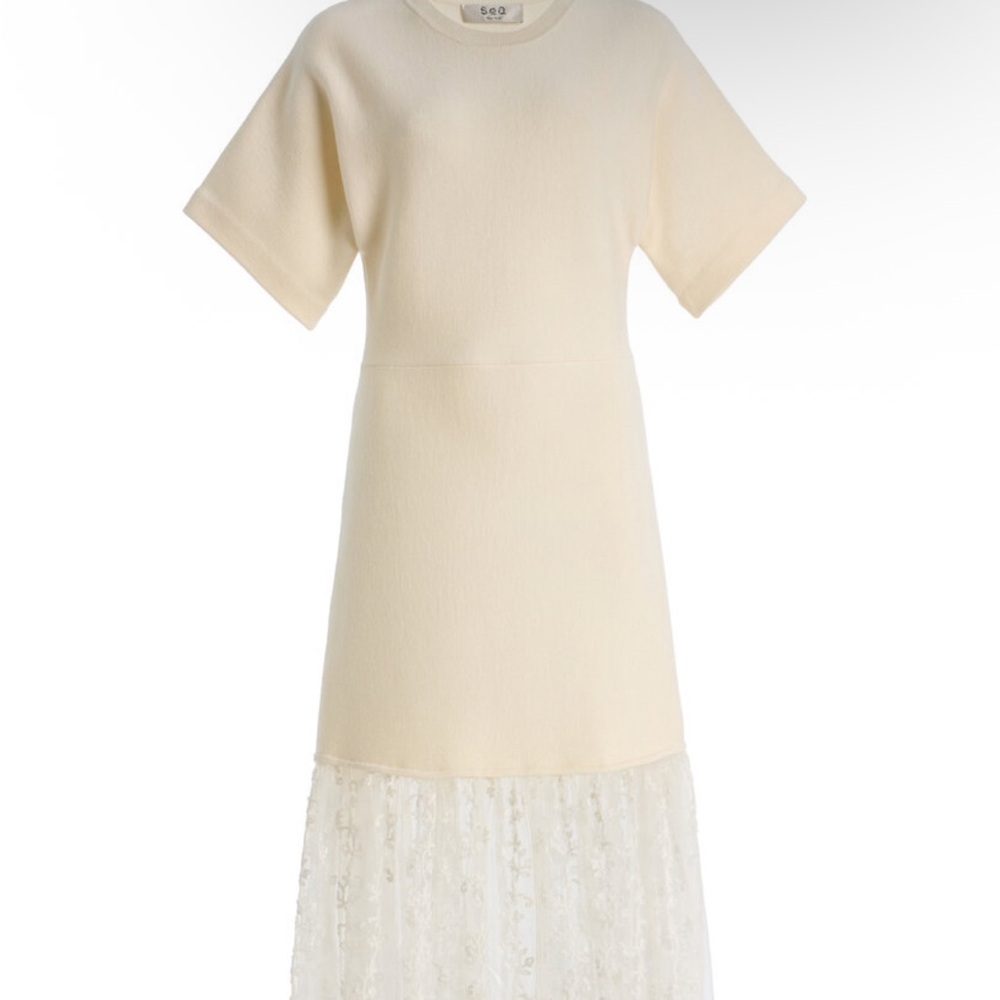 Sea New York Cream Midi Dress with Lace Skirt NEW WITH TAGS - Picture 3 of 4